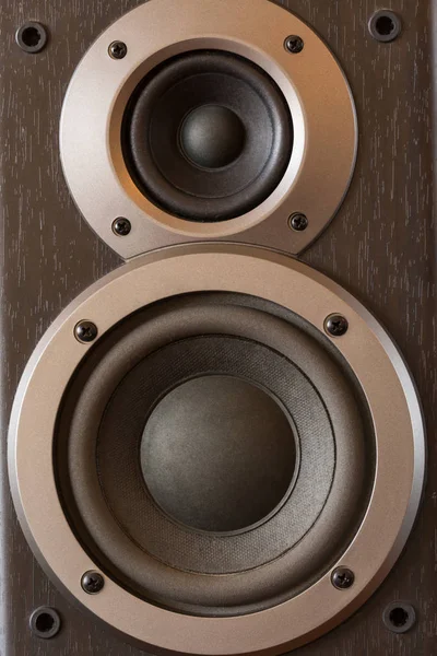 Sound speakers close-up. Audio stereo system macro — Stock Photo, Image