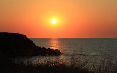 Sinemorets, Bulgaristan sahil şeridi üzerinde günbatımı