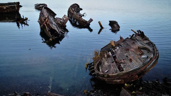 Παλαιά Εγκαταλελειμμένα Πλοία Στην Teriberka Της Ρωσίας — Φωτογραφία Αρχείου