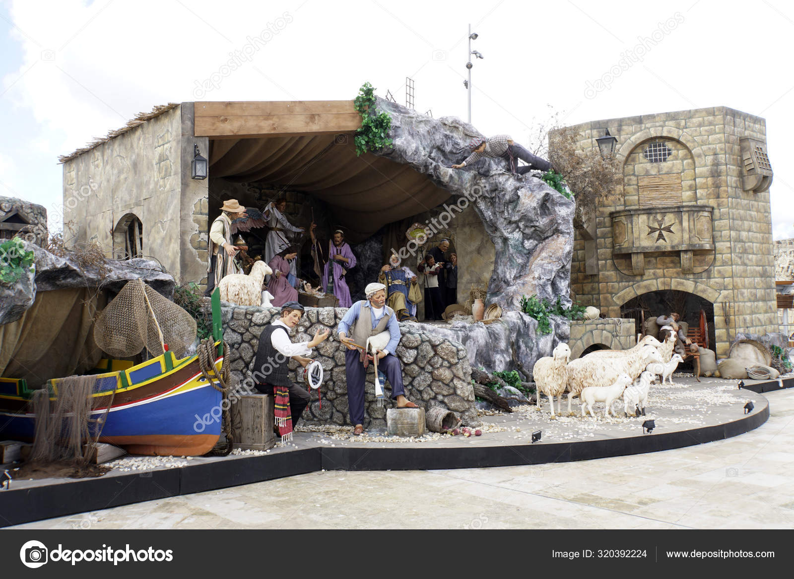 Christmas Crib Square Triton Fountain Valletta Malta Stock Editorial Photo © etfoto 320392224