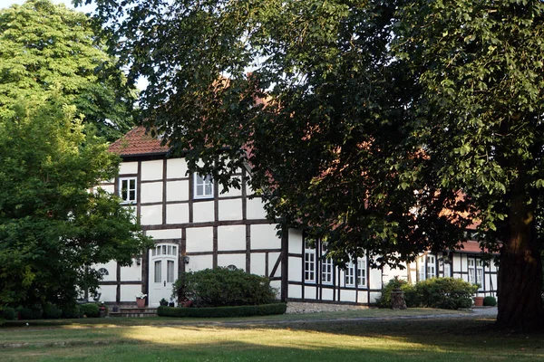 historic building gate house, formerly district court, today residential building, Meinersen, Lower Saxony, Germany