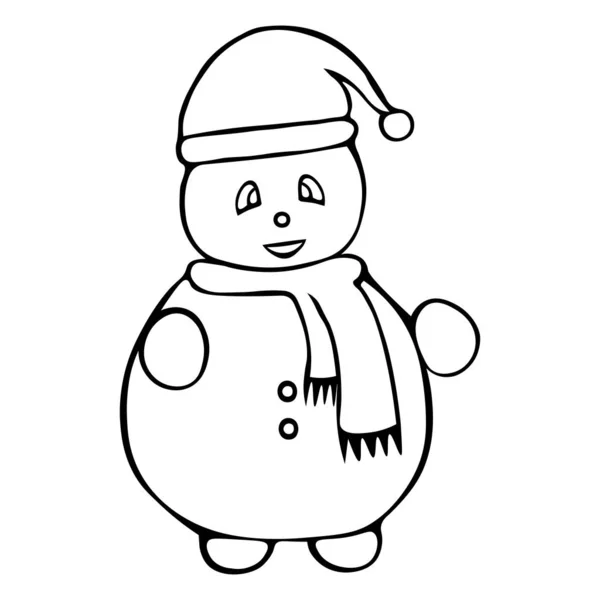 Bonhomme Neige Illustration Vectorielle Décrivez Sur Fond Isolé Style Caniche — Image vectorielle