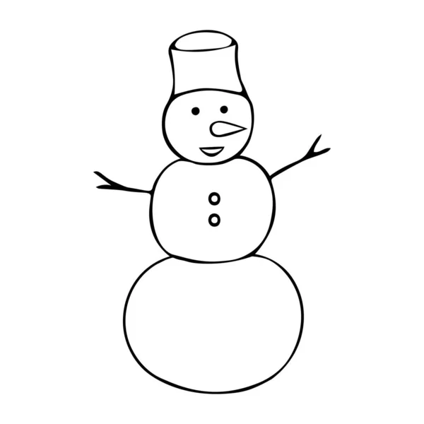 Snowman Ilustração Eleitor Esboço Fundo Isolado Doodle Estilo Desenho Para — Vetor de Stock