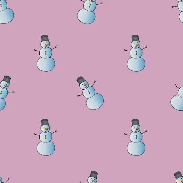 Snowman Padrão Vetor Sem Costura Ornamento Infinitamente Repetitivo Fundo Rosa —  Vetores de Stock