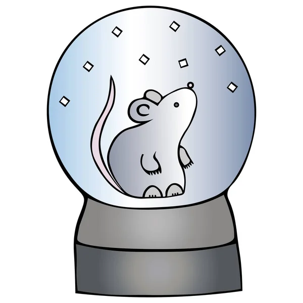 Rat Métallique Blanc Dans Une Boule Cristal Symbole 2020 Magic — Image vectorielle