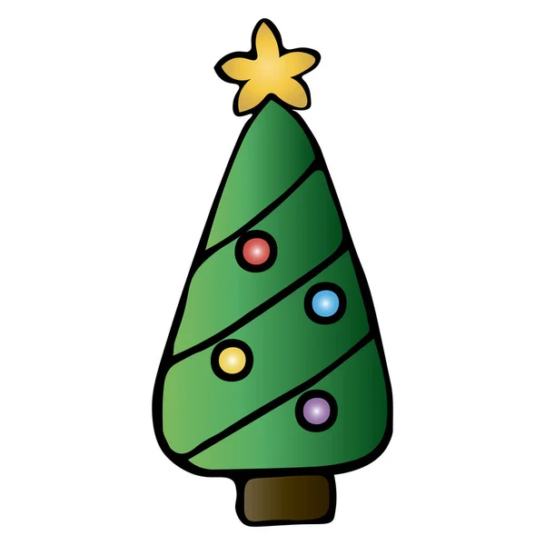 Barevná Ilustrace Vánoční Stromek Bezbarvé Pozadí Vánoce Nový Rok Rekreační — Stockový vektor