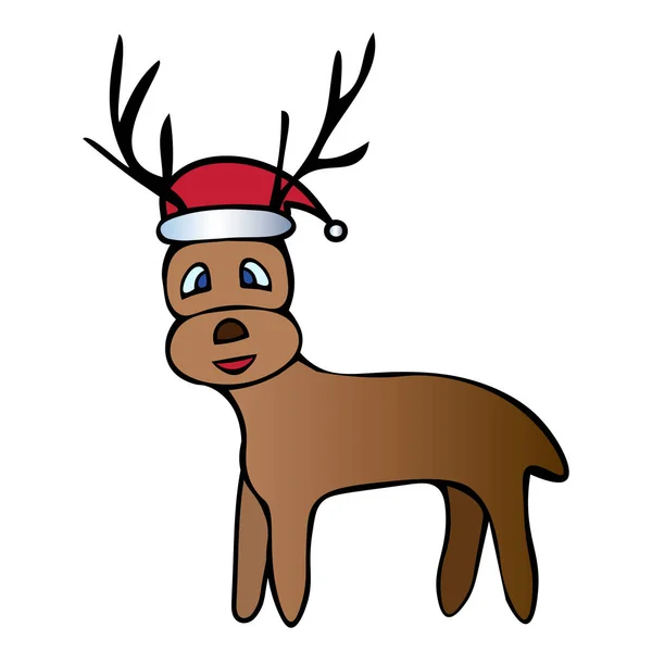 Barevná Ilustrace Jelena Santa Clause Bezbarvé Pozadí Vánoce Nový Rok — Stockový vektor