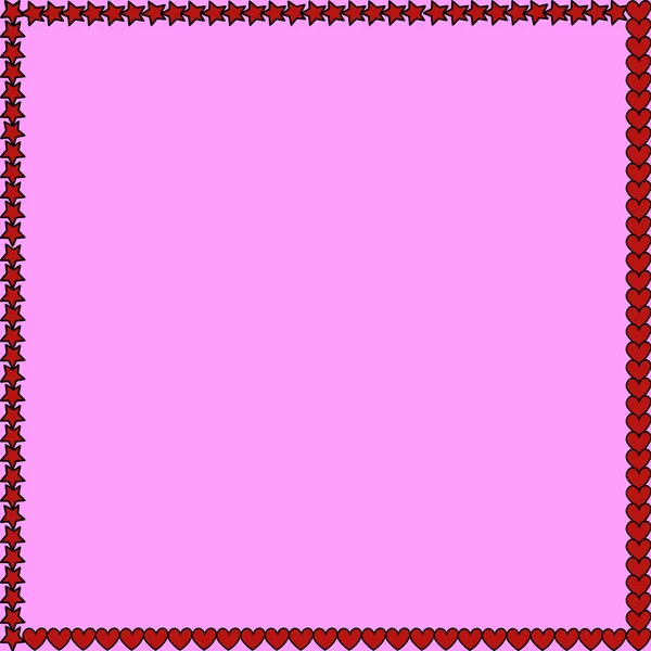 Frame Stars Hearts Decoration Greetings Vector Valentine Day Pink Background — Stock Vector