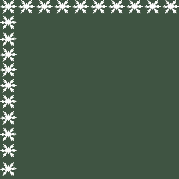 Frame White Snowflakes Decor Creating Holiday Card Vector Green Background — Stock Vector