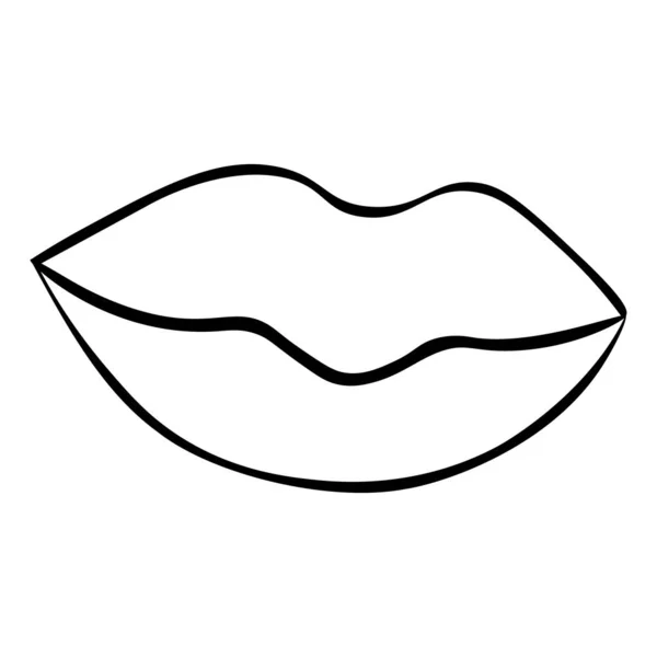 Plump Lips Air Kiss Colorless Background Valentine Day Holiday Sketch — 스톡 벡터