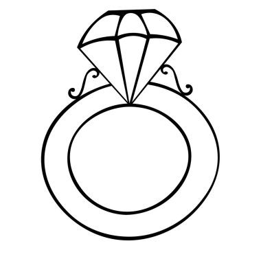 Elmaslı bir işaret. Süslü dekorasyon. Vektör. Renksiz arka plan. Çocuklar için boyama kitabı. Sevgililer Günü için resim, düğün. Tatil skeci.