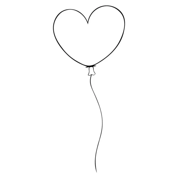 Kalp şeklinde bir balon gibi. İç dekorasyonun orijinali. Vektör. Sevgililer Günü için resim, düğün. Renksiz arka plan. Çocuklar için boyama kitabı. Kutlama baskısı.
