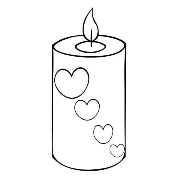Candle Heart Ornament Relaxing Environment Hot Flame Vector Illustration Outline — Stock Vector
