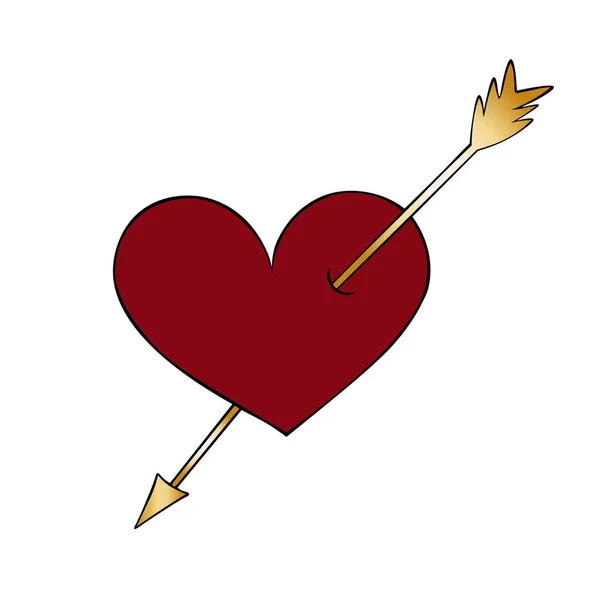 Uma Flecha Perfura Coração Ataca Alvo Ilustração Vetorial Colorida Fundo —  Vetores de Stock
