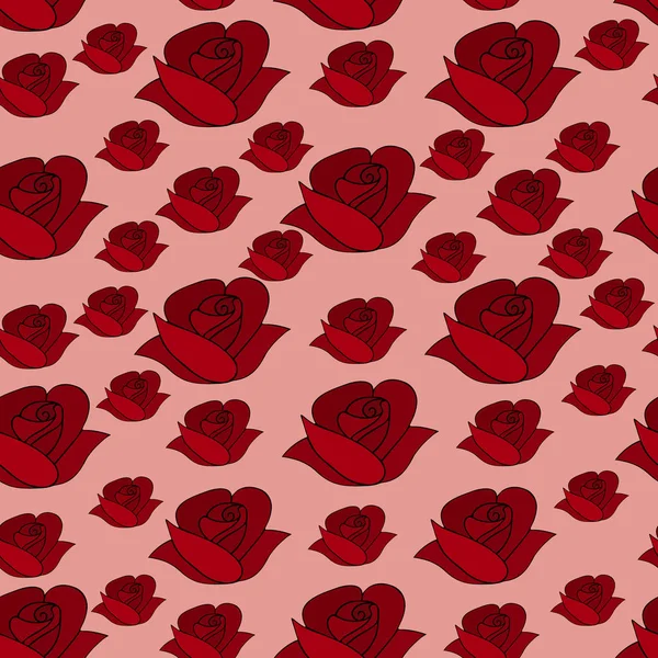 Fleur Rose Profil Vectoriel Sans Fin Ornement Sans Couture Sur — Image vectorielle