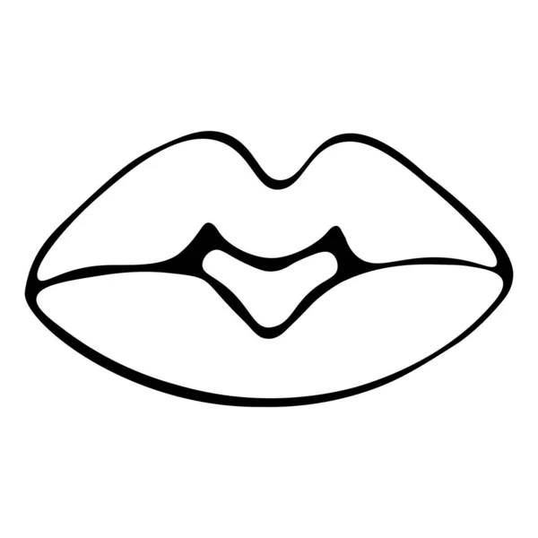 Plump Lips Air Kiss Outline Isolated Background Valentine Day Love — 스톡 벡터