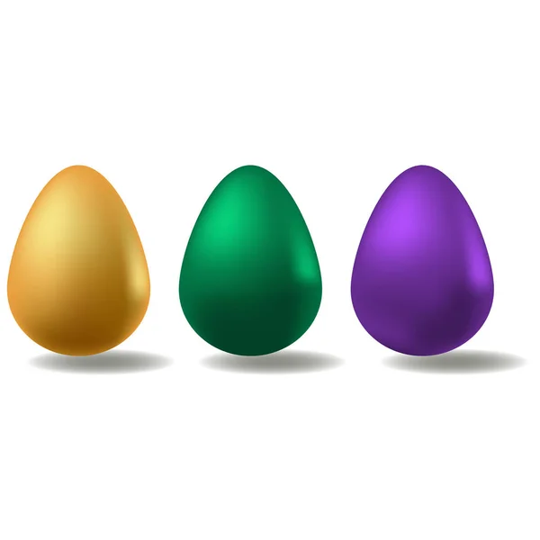 イースターエッグ 異なる色の鶏の卵 影を投げなさい イラストのカラーベクトルセット 孤立した背景 フラットスタイル お祭り騒ぎだ ウェブデザイン 招待状 ポストカードのアイデア — ストックベクタ