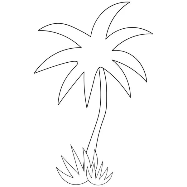 Palm Tree Bushes Vector Stock Illustration Outline Isolated Background Sketch — Stock Vector