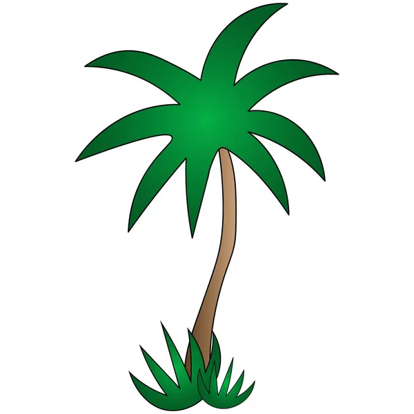 Color Vector Stock Illustration Palm Tree Bushes Image Isolated Background — Stock Vector