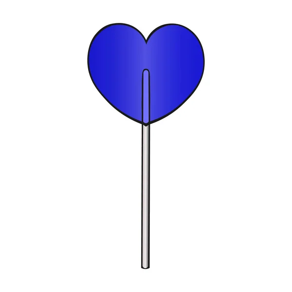 Lutscher Form Eines Herzens Blaues Zuckerkaramell Durchscheinendes Bonbon Farbvektorabbildung Romantisches — Stockvektor