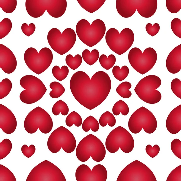 Patrón Vectorial Inconsútil Corazones Rojos Sobre Fondo Blanco Aislado Idea — Vector de stock