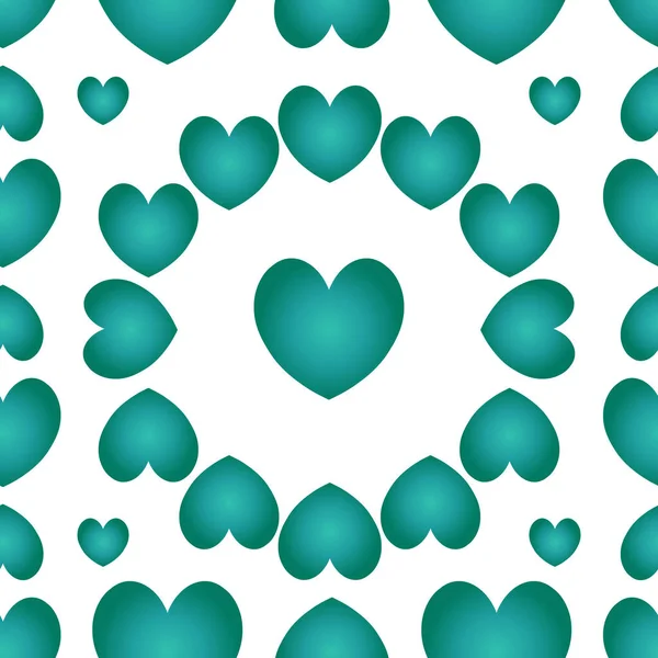 Seamless Pattern Green Hearts Vector Isolated Background Idea Cover Wallpaper — Stock Vector