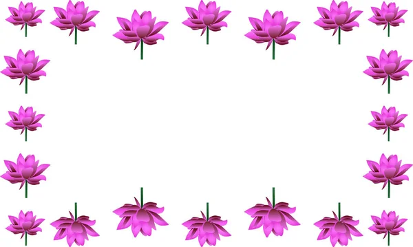 Cadre Mignon Lotus Fleurs Forme Rectangle Nénuphar Rose Vecteur Place — Image vectorielle