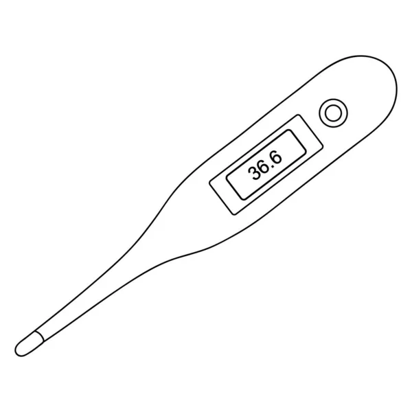 Elektronisk Termometer Skiss Displayen Visar Resultatet Kroppstemperaturmätning Vektorillustration Redogör För — Stock vektor