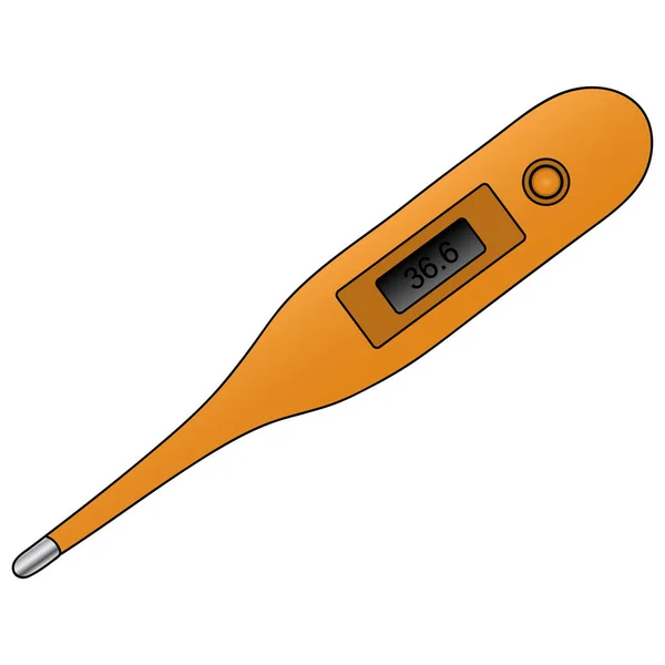 Electronic Thermometer Display Shows Result Body Temperature Measurement Colored Vector — Stock Vector