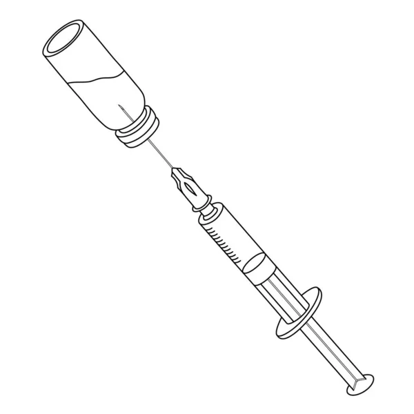 Vul Spuit Met Oplossing Uit Injectieflacon Vector Illustratie Schets Een — Stockvector