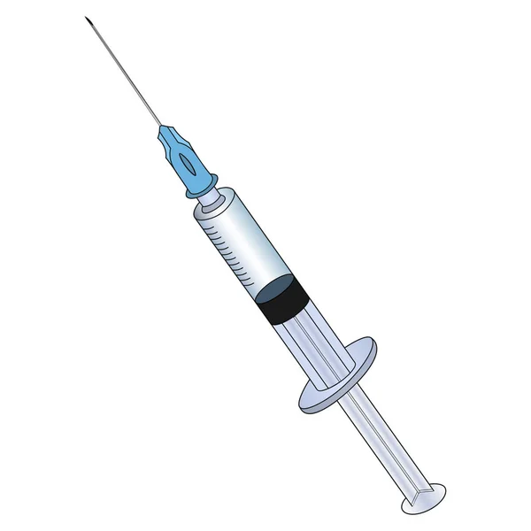 Iniezione Vaccino Medicina Liquida Illustrazione Vettoriale Colorata Sfondo Isolato Siringa — Vettoriale Stock