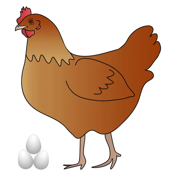 Hen Laying Hen Laid Eggs Easter Colored Vector Illustration Rooster — Stock Vector