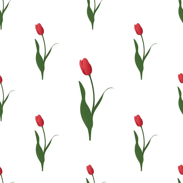Eindeloos Rood Tulpenvector Patroon Symbool Van Passie Plant Een Geïsoleerde — Stockvector