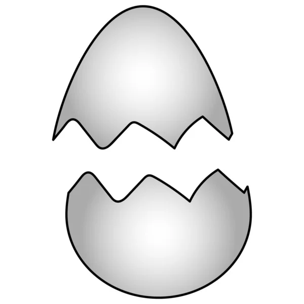 Σπασμένο Κέλυφος Αυγού Δύο Κοχύλια Από Ένα Αυγό Κότας Χρωματιστή — Διανυσματικό Αρχείο