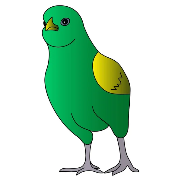 Color vector illustration a fighting bird of a budgie is ready to fight. A colorful green ball. Chicken on an isolated background. Cartoon style. Idea for a book, magazine, or web design. Spring mood. — Stock Illustration Color Vector Illustration Fighting Bird Budgie Ready Fight Colorful Green Stock Vector