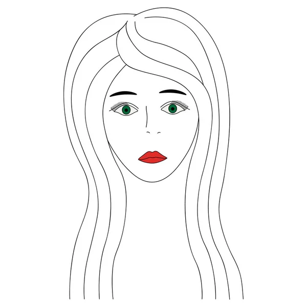 Les Femmes Font Face Croquis Fille Pleine Face Illustration Vectorielle — Image vectorielle