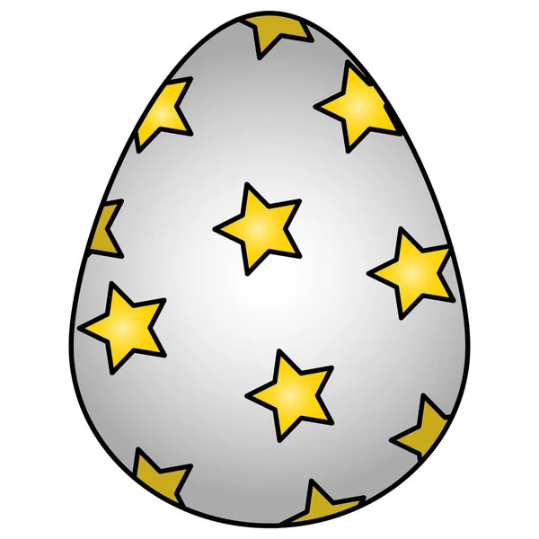 Αυγό Πάσχα Λευκό Αυγό Κότας Διακόσμηση Από Κίτρινα Αστέρια Χρωματιστή — Διανυσματικό Αρχείο
