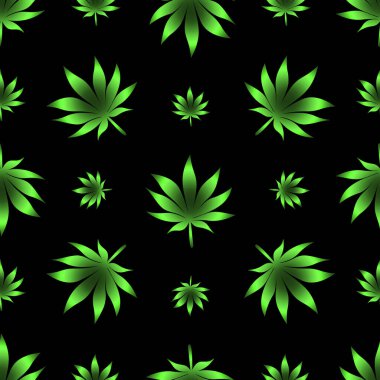 Tıpta kullanılan kusursuz kenevir yaprağı deseni. Vektör. Renksiz izole bir arka planda marihuana. Kenevir. Duvar kağıdı, kapak, tekstil için fikir. Organik baskı. Düz biçim.