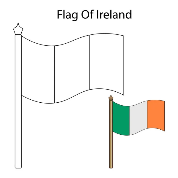 Ilustração Vetorial Bandeira Nacional Irlanda Livro Para Colorir Para Crianças — Vetor de Stock