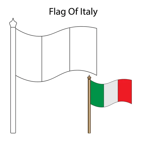 Векторная Иллюстрация Национального Флага Италии Раскраска Детей Взрослых Изолированное Прошлое — стоковый вектор
