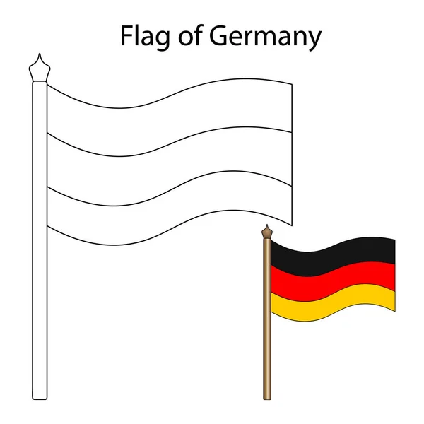 Vektorillustration Der Deutschen Nationalflagge Malbuch Für Kinder Und Erwachsene Isolierter — Stockvektor