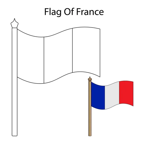 フランス国旗のベクトルイラスト 子供と大人のためのぬりえページ 孤立した背景 教育文学のアイデア ウェブデザインのイラスト ステッカー 国家の象徴 — ストックベクタ