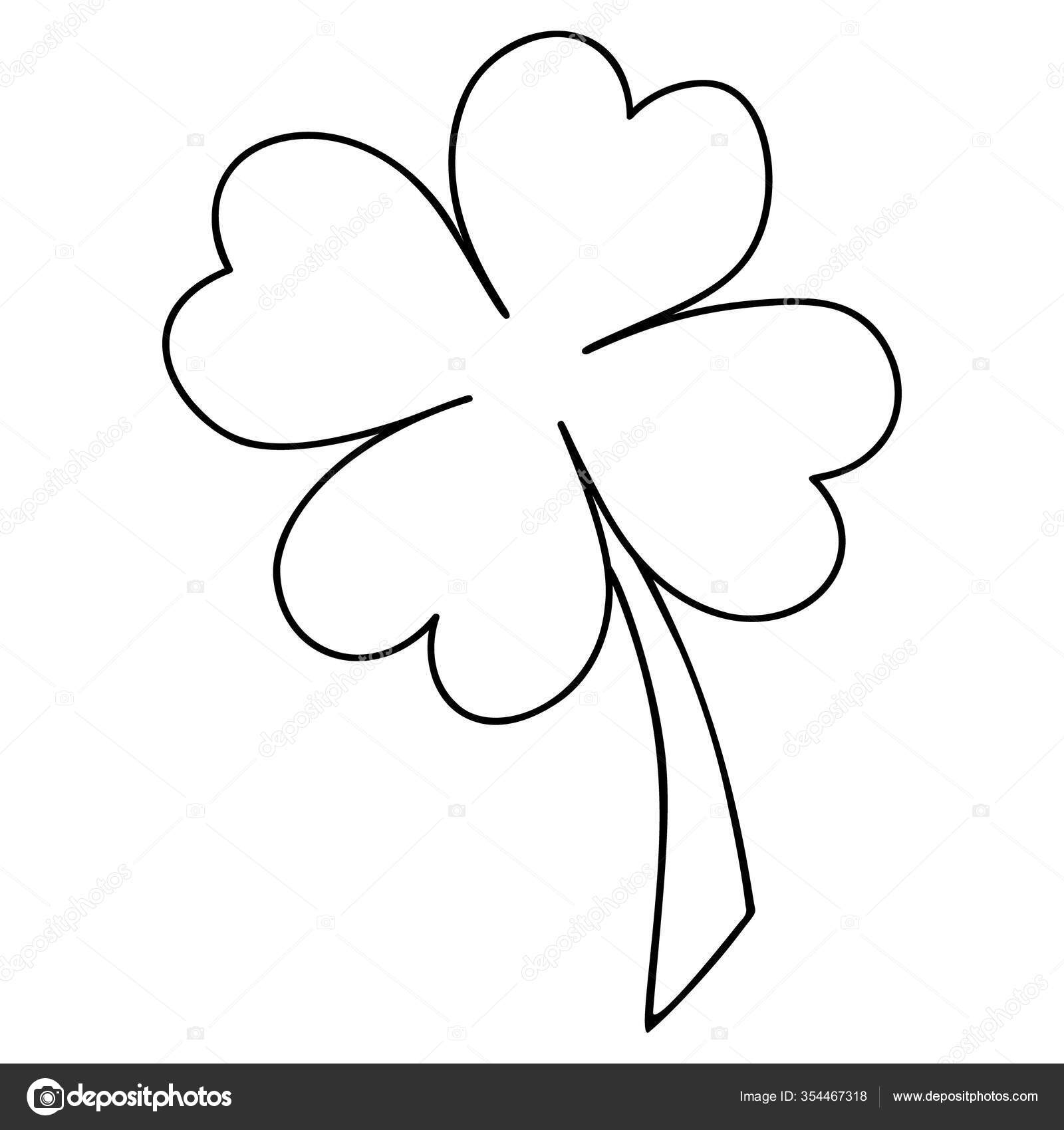 Tr bol Una Hoja Que Trae Buena Suerte Cuatro Hojas Boceto Vector De tr-bol-una-hoja-que-trae-buena-suerte-cuatro-hojas-boceto-vector-de