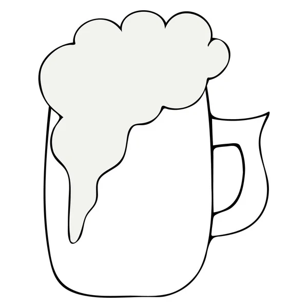 Cerveja Uma Caneca Vidro Esboço Bebida Espumosa Fresca Ilustração Eleitor — Vetor de Stock