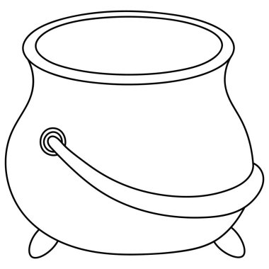 Altın için saksı. Bomboş. Robot resim. Çocuklar için boyama kitabı. Vektör çizimi. Doodle tarzı. İzole edilmiş beyaz bir arkaplanda özet geç. Aziz Patrick Günü için dekorasyon. Bira için keamich pot. Yemek pişirmek için kazan. Büyük tencereli. Mutfak aletleri. 