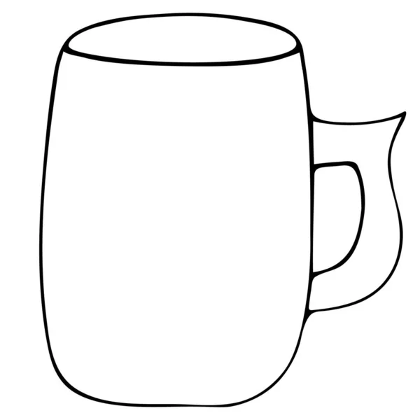 Векторні Ілюстрації Порожня Чашка Пива Інших Напоїв Скляний Посуд Розмальовка — стоковий вектор