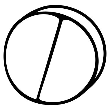 Tablet. Hap. Vektör çizimi. Robot resim. Yuvarlak sıkıştırılmış barut tableti. Ortasında çizik var. Hastalığın tedavisi için doz formu. Aspirin. İzole edilmiş bir arkaplanda gezinme. 