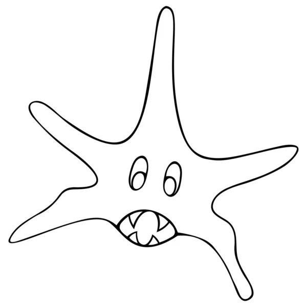 Koronavirus Vektorová Ilustrace Karikatura Omalovánky Pro Děti Dospělé Obrys Izolovaném — Stockový vektor