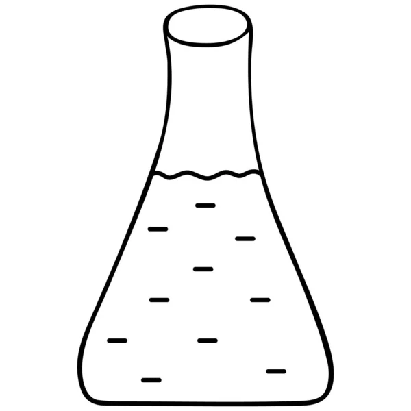 Flask Con Reagente Schizzo Illustrazione Vettoriale Contorno Uno Sfondo Isolato — Vettoriale Stock