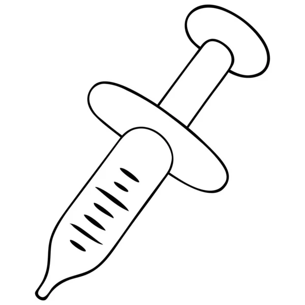 Шприц Инъекций Диагностическая Пункция Вакцинация Медицинский Инструмент Векторная Иллюстрация Контур — стоковый вектор